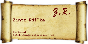 Zintz Réka névjegykártya